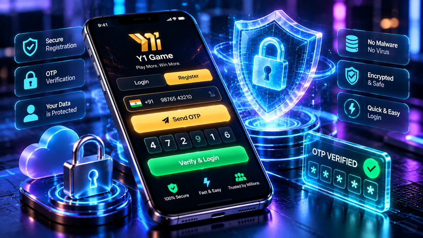 A smartphone with a glowing digital shield and padlock representing secure online registration and privacy.